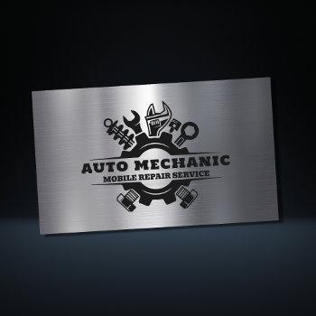 auto mechanic automotive repair service metal  business card