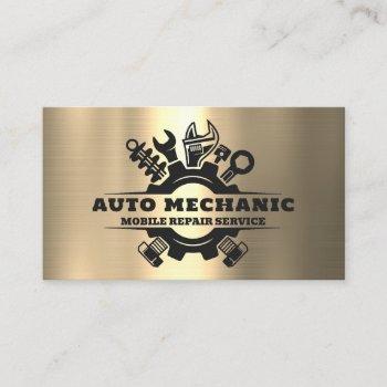 auto mechanic automotive repair service metal  business card