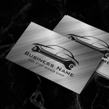 auto repair automotive metallic car mechanic business card