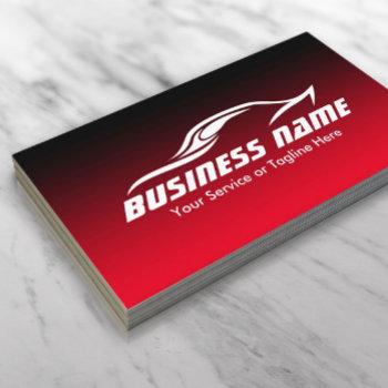 Small Automotive Auto Repair Cool Black & Red Car Business Card Front View