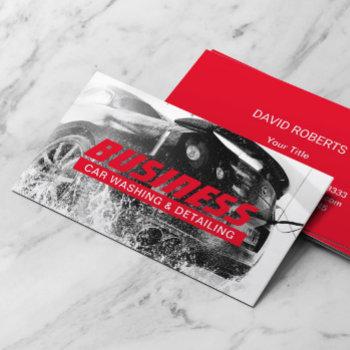 automotive car wash & auto detailing modern red business card