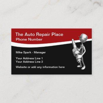 automotive repair services spark plug business card