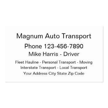 Small Automotive Transport Courier Business Card Back View