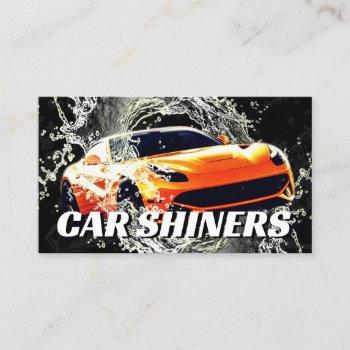 automotive water splash orange sports car business card