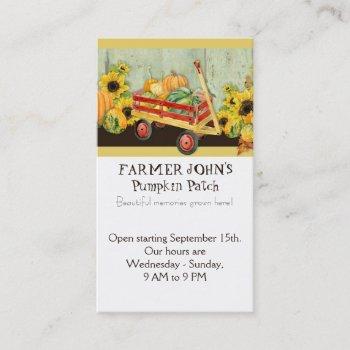 autumn fall pumpkin patch harvest farm businesses business card
