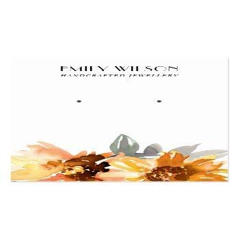 Small Autumn Fall Sunflower Stud Earring Display Card Front View