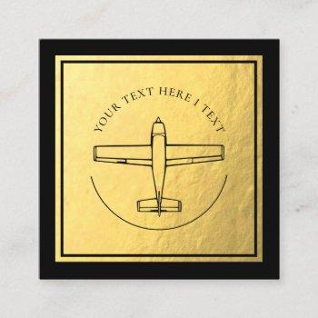 aviation airplane - faux gold foil business card