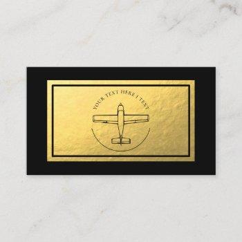 aviation airplane - faux gold foil business card