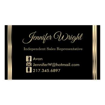Small Avon- Black And Gold Drip Business Card Back View