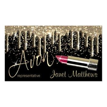 Small Avon- Black And Gold Drip Business Card Front View
