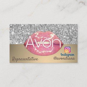 avon instagram logo gold and silver aesthetic business card