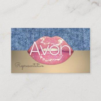 avon personalized pink and denim aesthetic business card