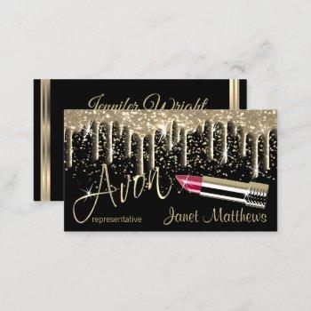 avon representative - black and gold drip business card