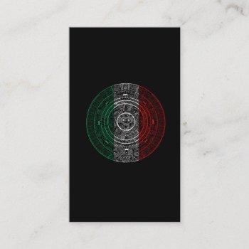 aztec mexica calendar mexican flag art business card