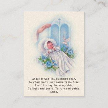 baby baptismal remembrance  angel prayer business card