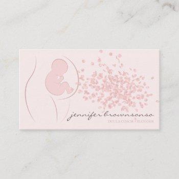 baby pink doula birth coach pregnant business card
