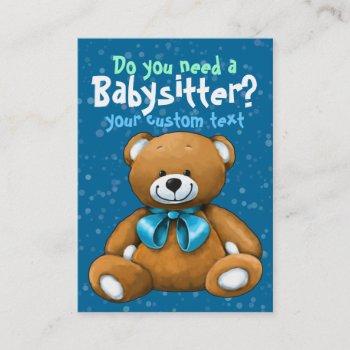 babysitter babysitting daycare childcare blue business card