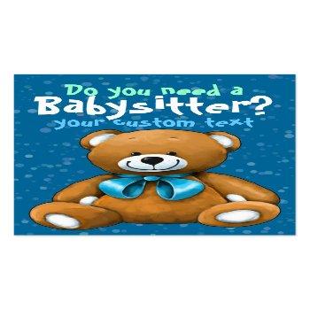 Small Babysitter Babysitting Daycare Childcare Blue Business Card Front View