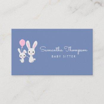 babysitter, childcare, daycare, nanny cute bunny business card
