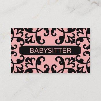 babysitter damask business card