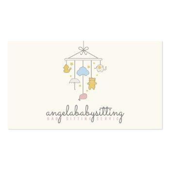 Small Babysitter Daycare Nursery Child Teacher Logo Business Card Front View