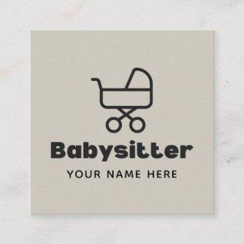 babysitter kids nanny simple pastel stroller icon square business card