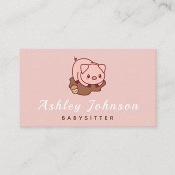 babysitter nanny childcare professional cute piggy business card