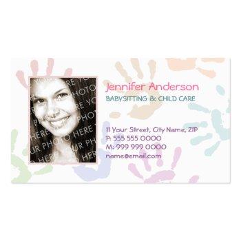 Small Babysitter Nanny Photo Personalized Teacher Business Card Front View