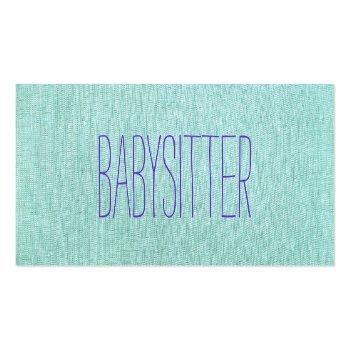 Small Babysitter Or Nanny, Cute, Turquoise, Blue 2 Mini Business Card Front View