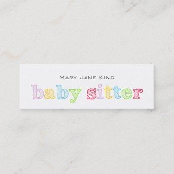 babysitting & child care - customisable mini business card