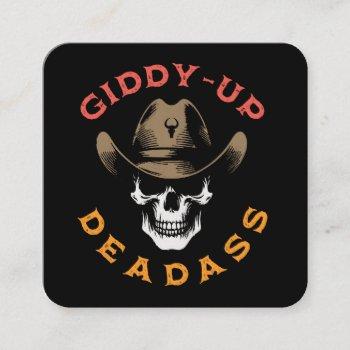 badass or deadass cowboy skull square business card
