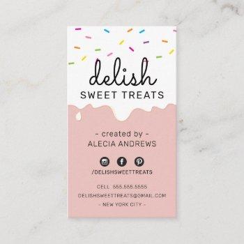baker frosting drips modern colorful sprinkles business card