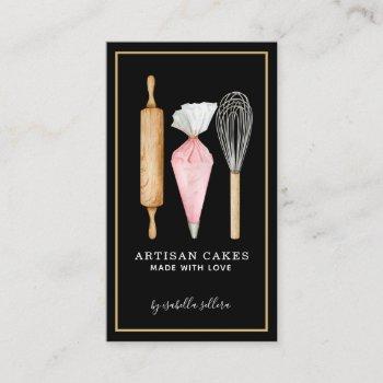 bakery pastry chef baking utensils black business card