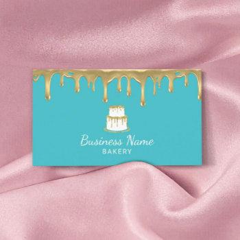 bakery pastry chef gold cake logo modern turquoise business card