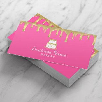 bakery pastry chef gold cake logo sweet pink business card