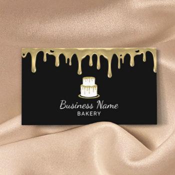 bakery pastry chef modern black & gold cake logo business card