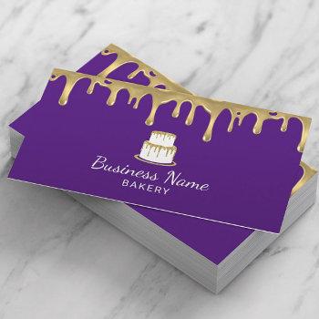 bakery pastry chef modern purple & gold cake logo business card
