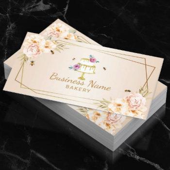 bakery pastry chef pearl flower & bees sweet cake business card