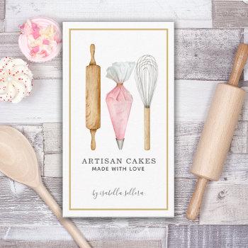 bakery pastry chef watercolor baking utensils business card