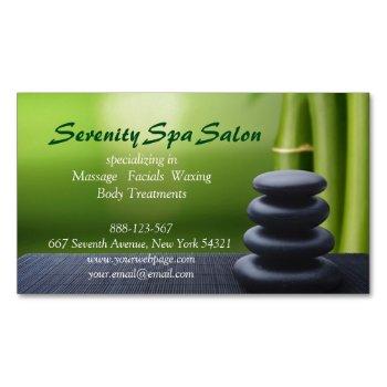 bamboo black stone massage spa salon business card magnet