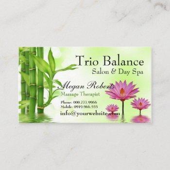 bamboo water lotus massage salon spa appointment card