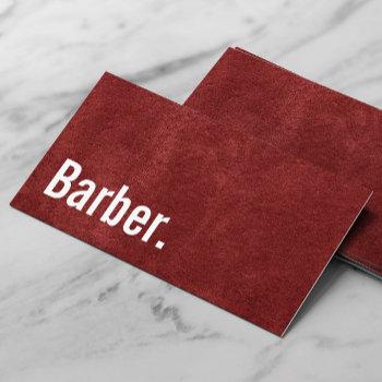 barber babershop minimalist faux red velvet business card