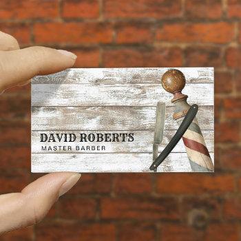barber barbershop razor rustic hair stylist business card