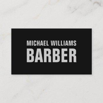 barber black gray bold typography business card