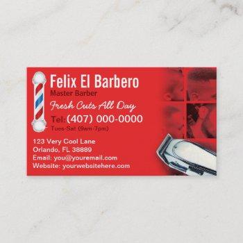 barber business card (barbershop pole - clippers)