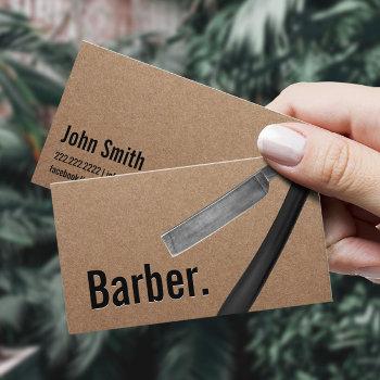 barber minimalist barbershop rustic kraft business card