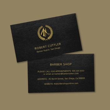 barber shop logo promotional black gold business card