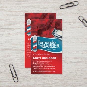 barbershop barber (barber pole and clippers) business card