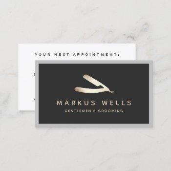 barbershop barber black straight razor appointment business card