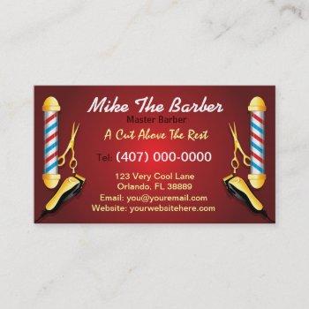 barbershop (barber pole and clippers) business card
